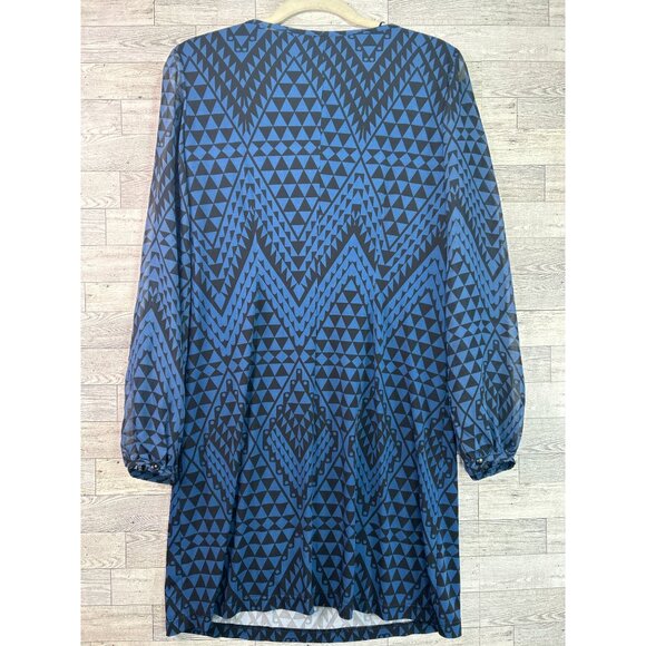 Gabby Skye Womens Geometric Pattern Shift Dress Size 10 Blue & Black - Picture 2 of 9